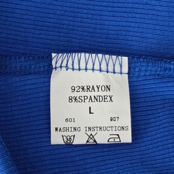 NWOT | Royal Blue Ribbed Knit Open Back Sleeveless Tank Top | Large - Picture 4 of 4